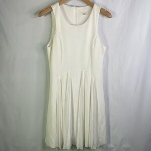 Just Me white knit, and chiffon pleat sleeveless dress